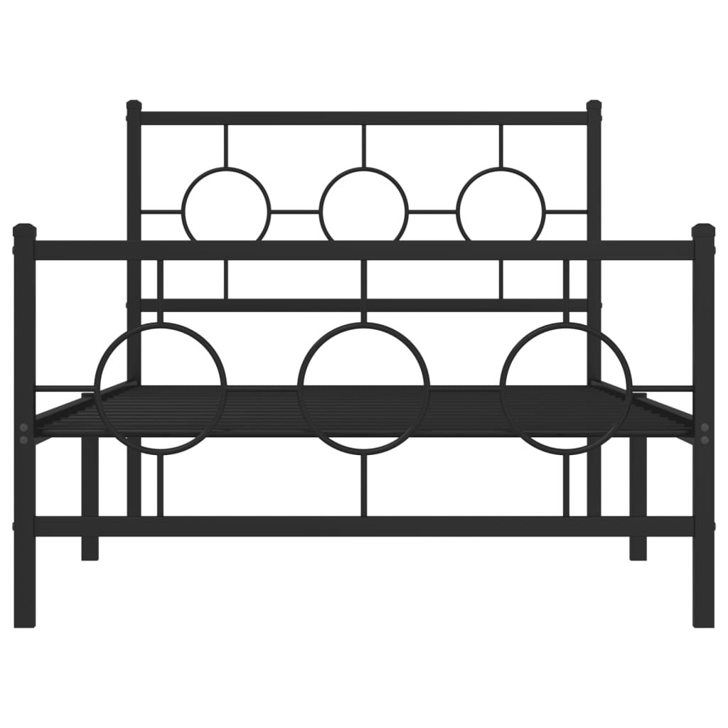 Vidaxl Struttura Letto in Metallo con Testiera e Pediera, Nera, 100X190Cm