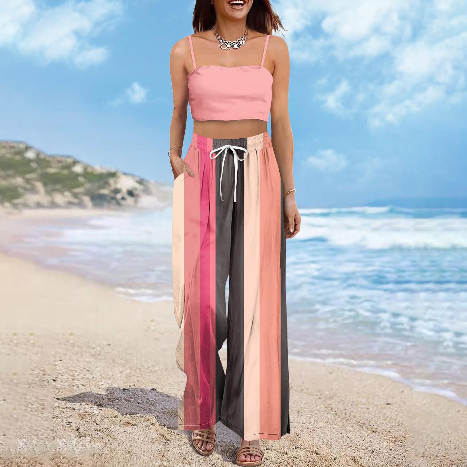 

Женские брюки с принтом и широкими штанинами, с карманами, с высокой талией, на кулиске, свободные, повседневные XL арбуз красный