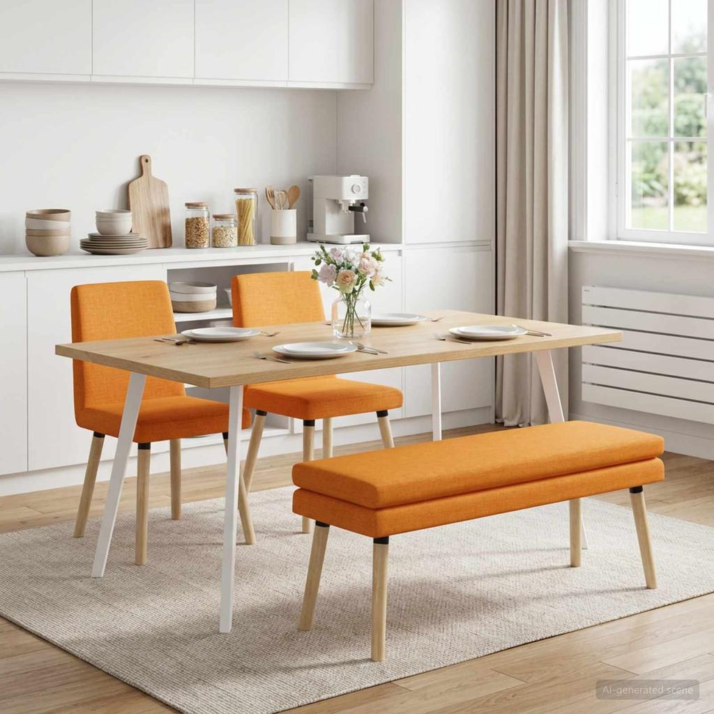 Double Layer Bench Dark Yellow 110 X 40 X 47 Cm Fabric