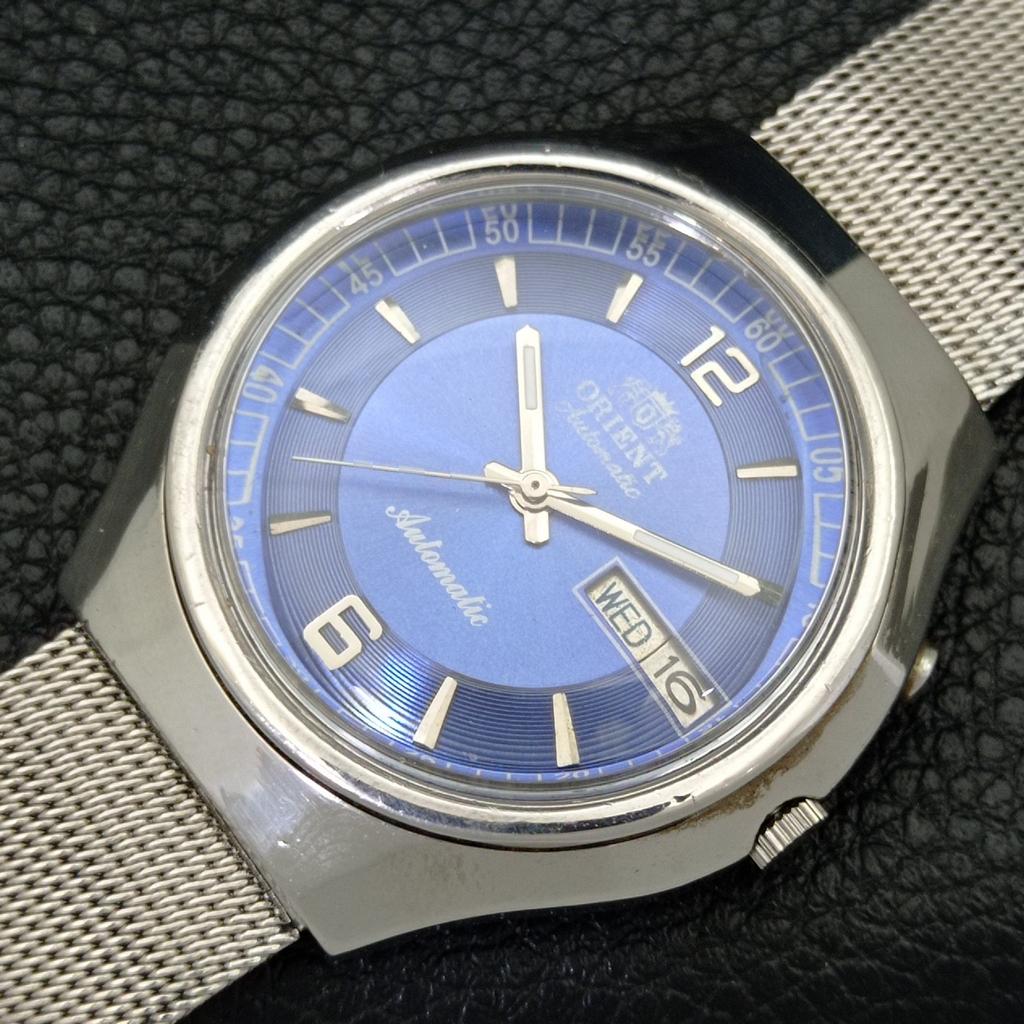 VINTAGE ORIENT AUTOMATIC 46941 JAPAN MENS BLUE COLOR DIAL WATCH A500744-5 R154-a500744
