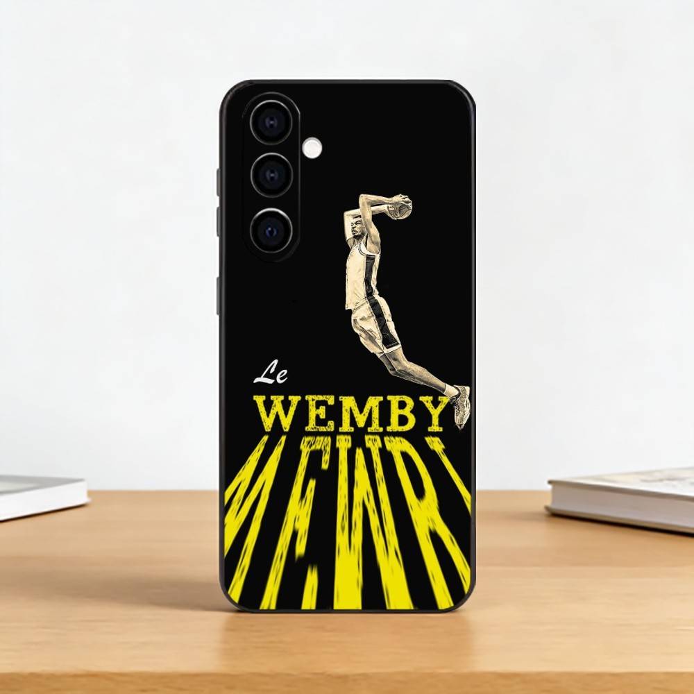 Custodia per Telefono Sportiva da Basket Victor Wembanyama Per Samsung Galaxy A73,A72,A71,A70,A53,A52,A51,Cover Nera in Morbido Silicone