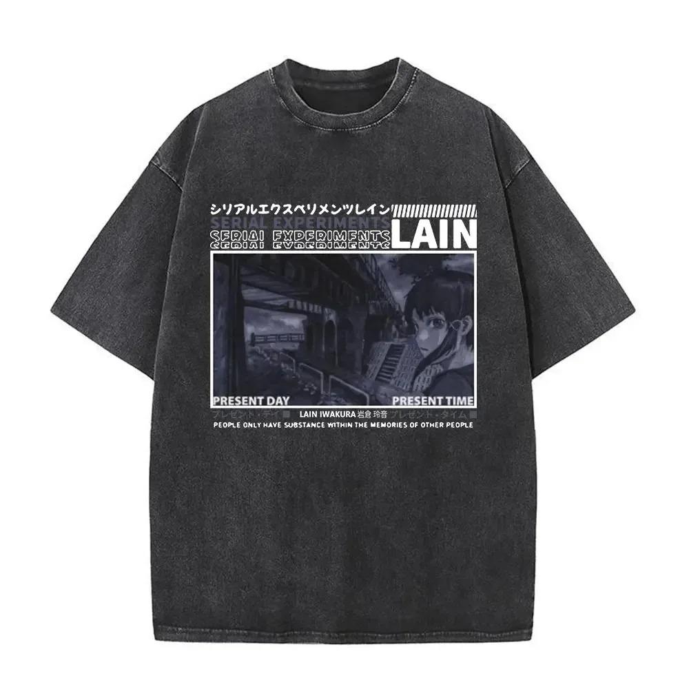 Serial Experiments Lain Iwakura Lain "Everyone's Connected" Episode List Vintage Washed Oversized Black T-Shirt | 90s Cyberpunk Cult Anime Fan Merch