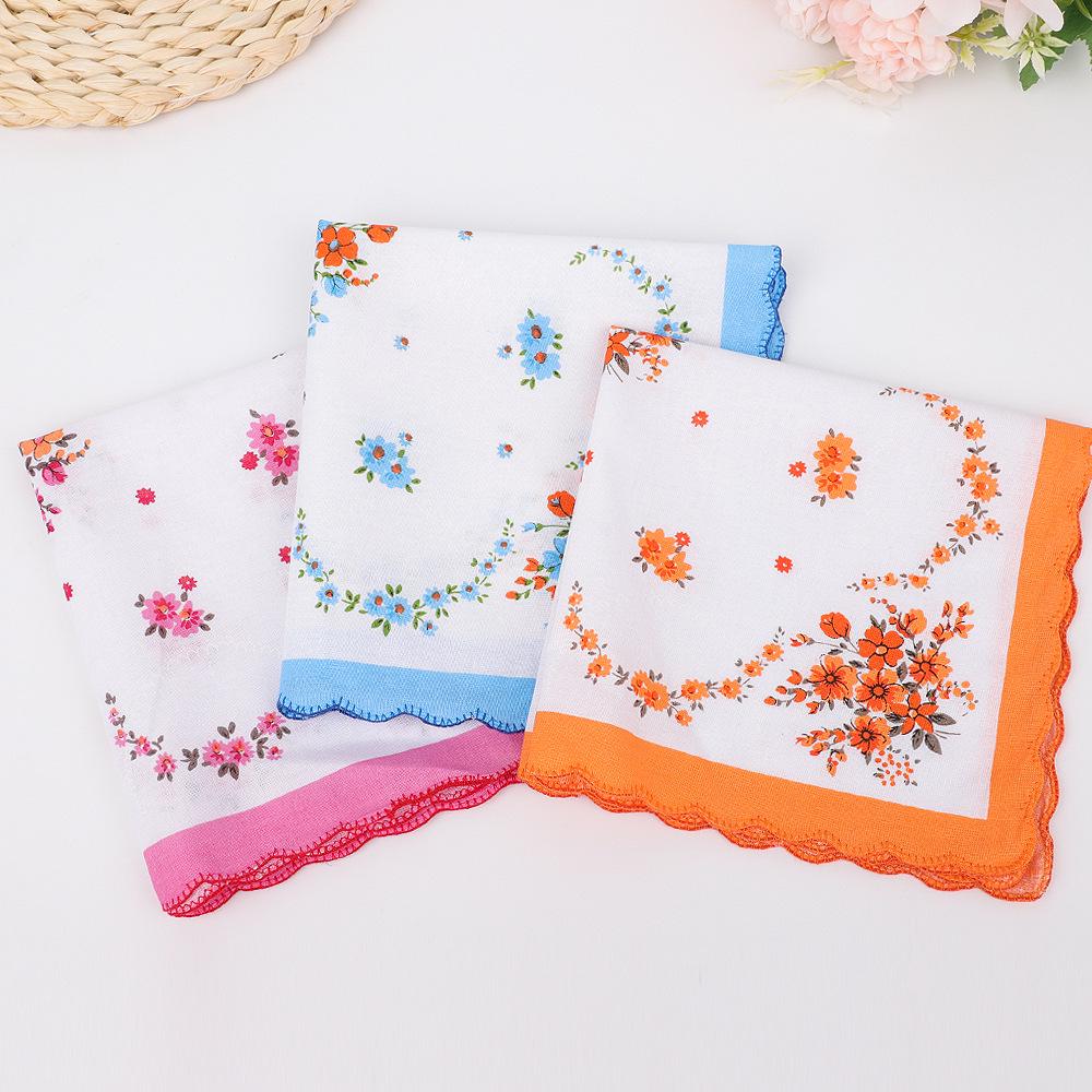 30cm Women's Nostalgic Cotton Handkerchief - Classic Square Towel for Sweat Wiping