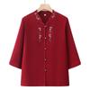 Chinese Style Embroidered Summer Shirt for Elderly Women