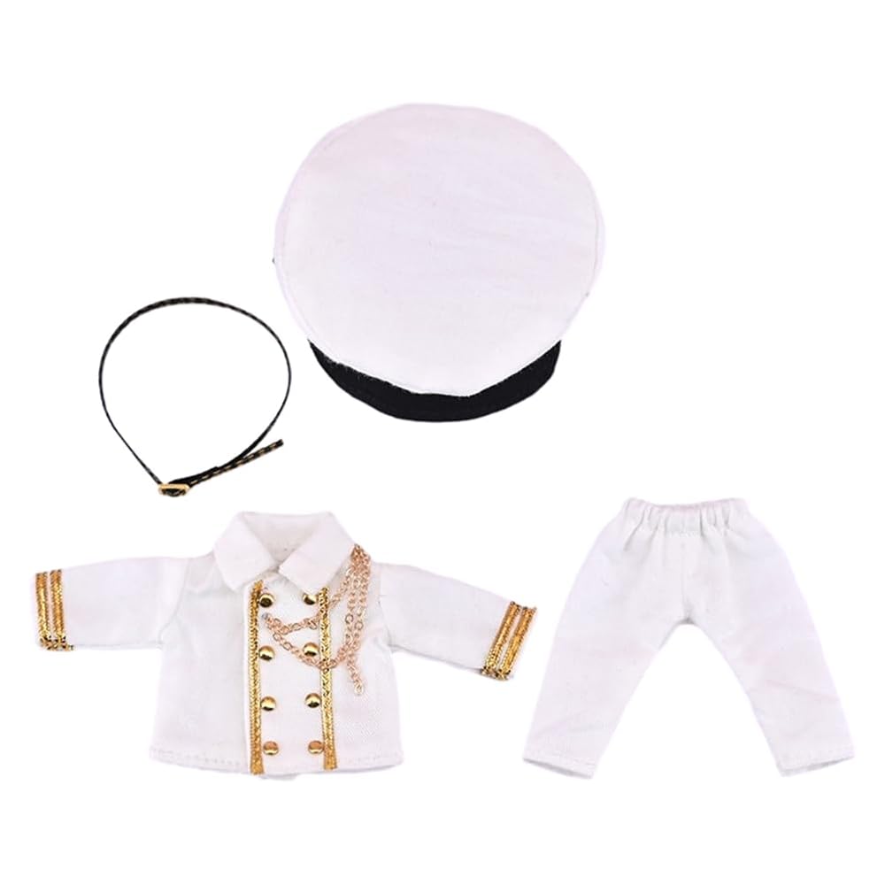 

Obitsu OB11 Military Costume Set 4 Pieces Short Hat 11cm Doll Outfit White