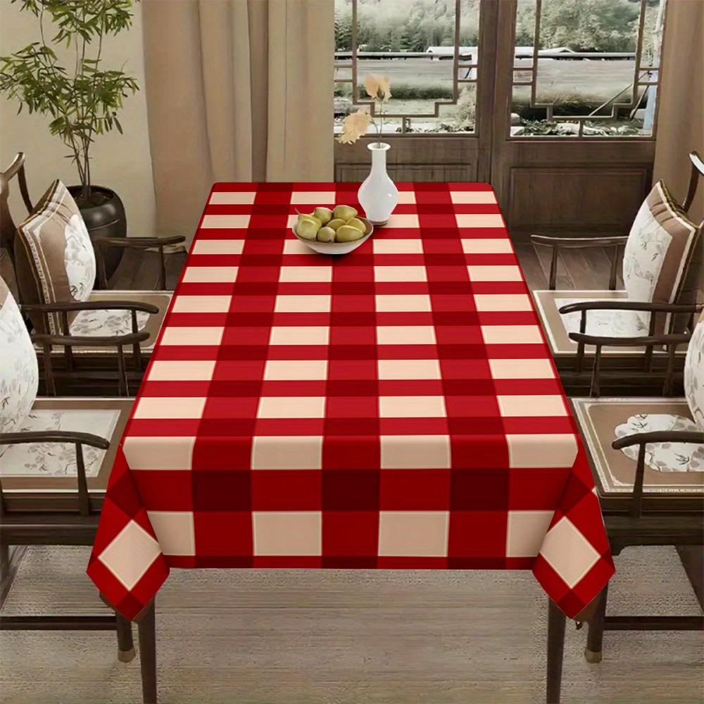 1pc Vintage Checkered Tablecloth - Red Classic Design Pattern - Rectangular - Polyester