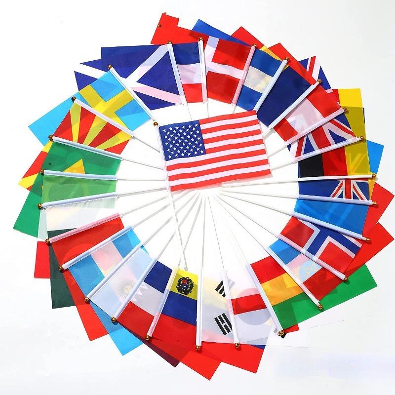 100PCS/Pack Hand Hold Flag 2024 Europe Football Game Handheld Mini Flag Nations Flag for Soccer Events Fans