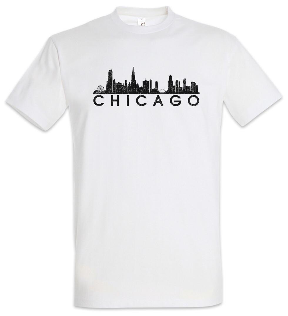 Skyline Chicago T-Shirt City Fun United States of America USA US Flag 4XL
