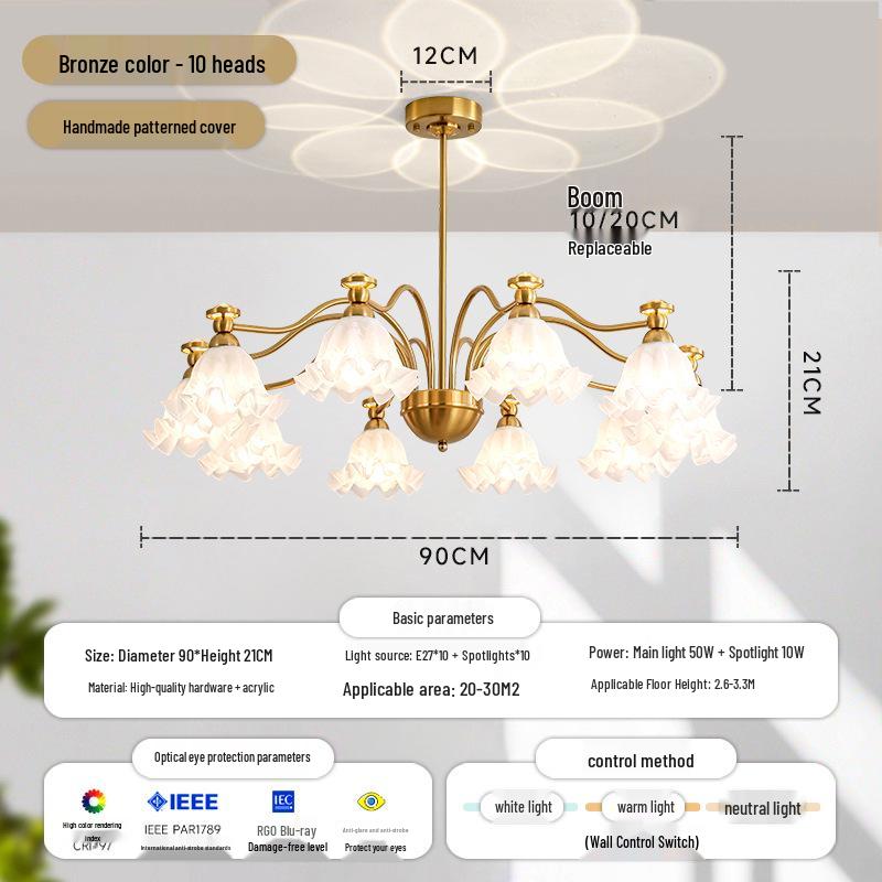 2026 Retro Mid-Century Chandelier: American Countryside Style for Living Room, Bedroom, Dining Room, or Hall