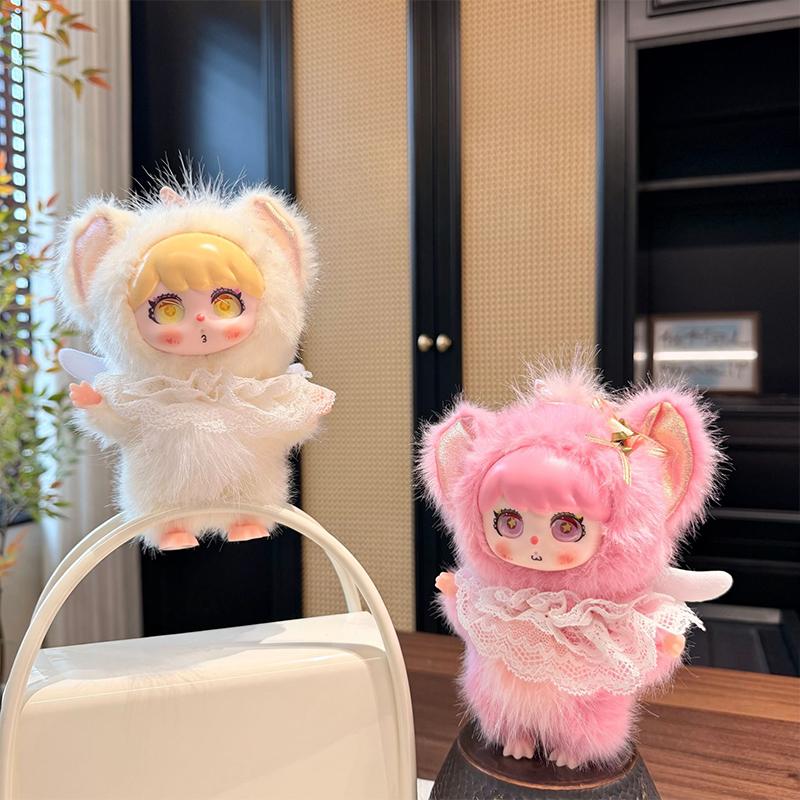 Cute Angel Wings Plush Lace Vinyl Doll Series Pendant Keychain Backapck Hangings Decoration Gift
