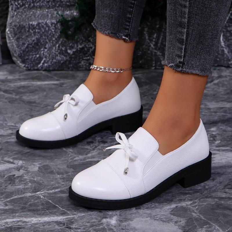 Fashion Single-shoe Women's Work Shoes for Spring and Autumn 2025, Shallow High Heels with Bows, Plate-sized Women's Shoes