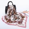 Satin Square Scarf Women Muslim Hijab Elegant 2026 Chains Print Neckerchief Shawl Wraps Headband Handle Hair Accessories Bandana
