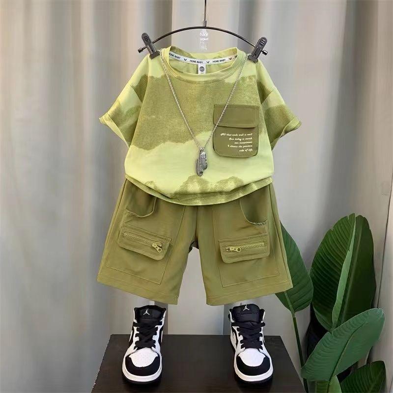 Stylish Boys Summer Short Sleeve Set 2024 Trendy Casual Lightweight Cotton Outfit