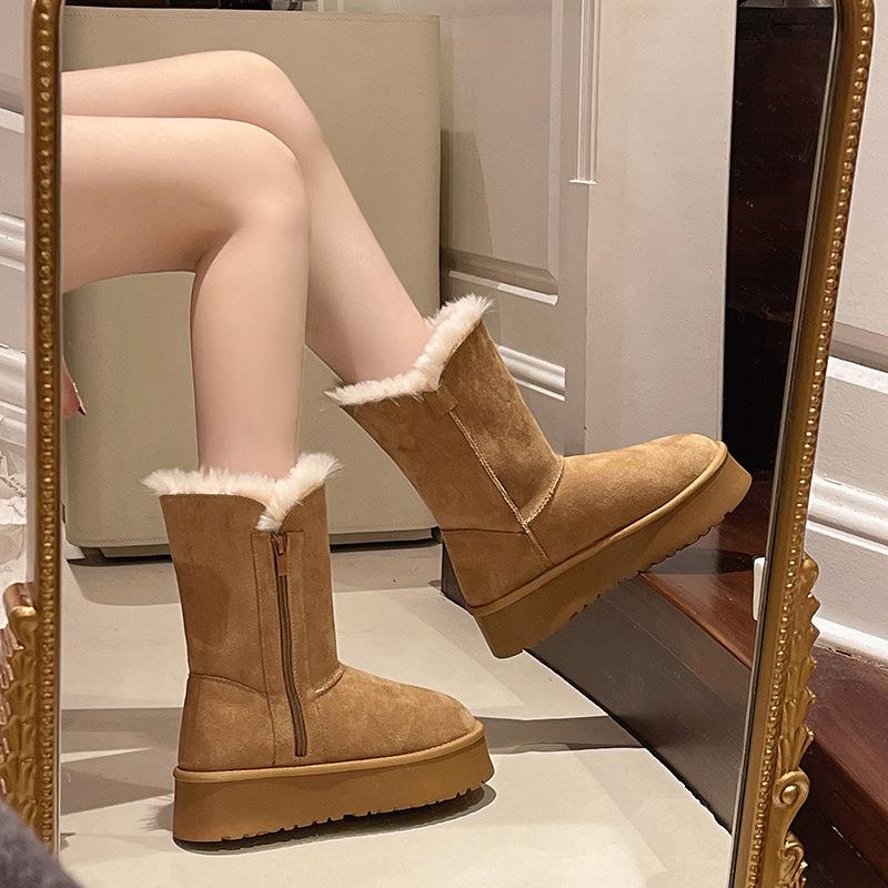 Thick-soled Snow Boots Women's New Winter Velvet Thickened Warm Cotton Shoes Versatile Medium Tube Sub-zero Winter Boots