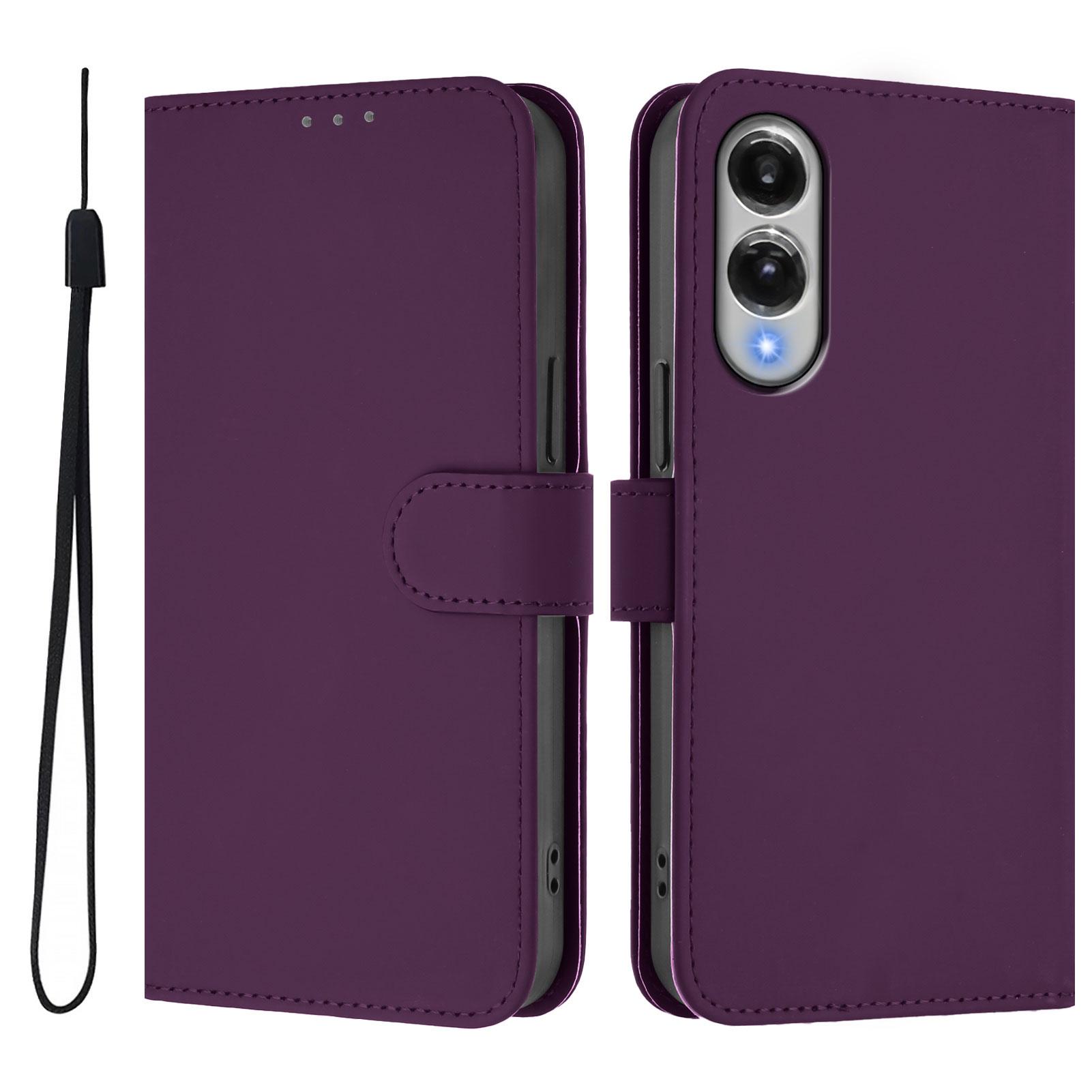 

For Samsung Galaxy S25 Edge Case Solid Color Wallet Leather Phone Cover with Strap K
