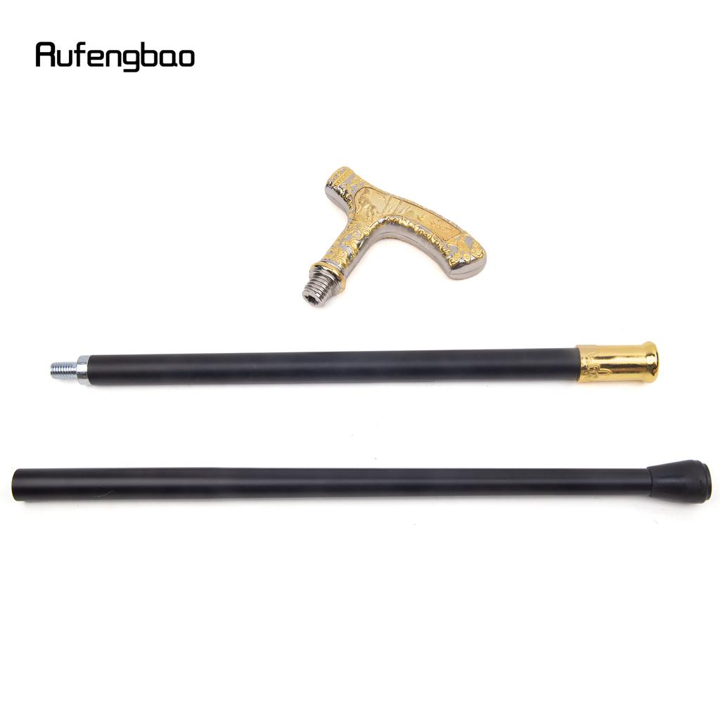 Golden White Wolf Luxury Pattern Walking Stick Party Fashion Elegant Walking Stick Decorative Cospaly Cane Knob Crosier 89cm