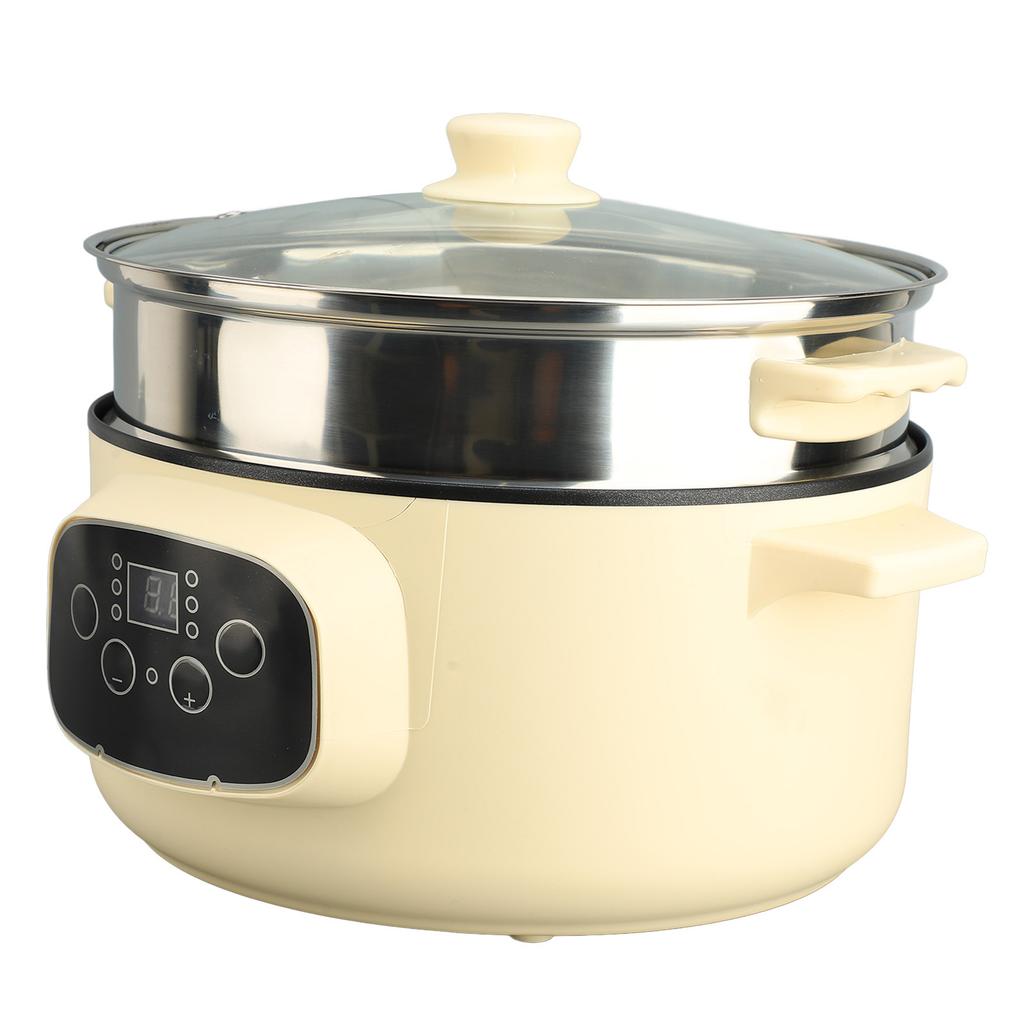 26cm Electric Pot Khaki Anti Stick Smart Reservation Temperature Control Anti Dry Burn Electric