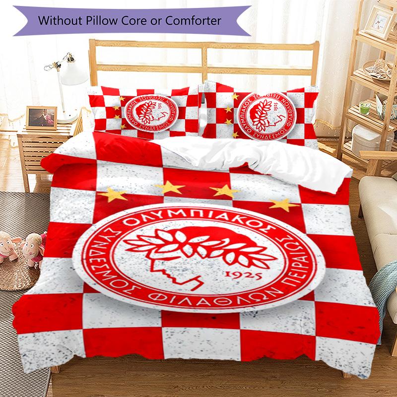Olympiacos F.C Set Biancheria da Letto 3 Pezzi Copripiumino Chiusura Include 1 Copripiumino & 2 Federe per Tutte le Stagioni Camera da Letto Casa Arredo Stanza del Dormitorio