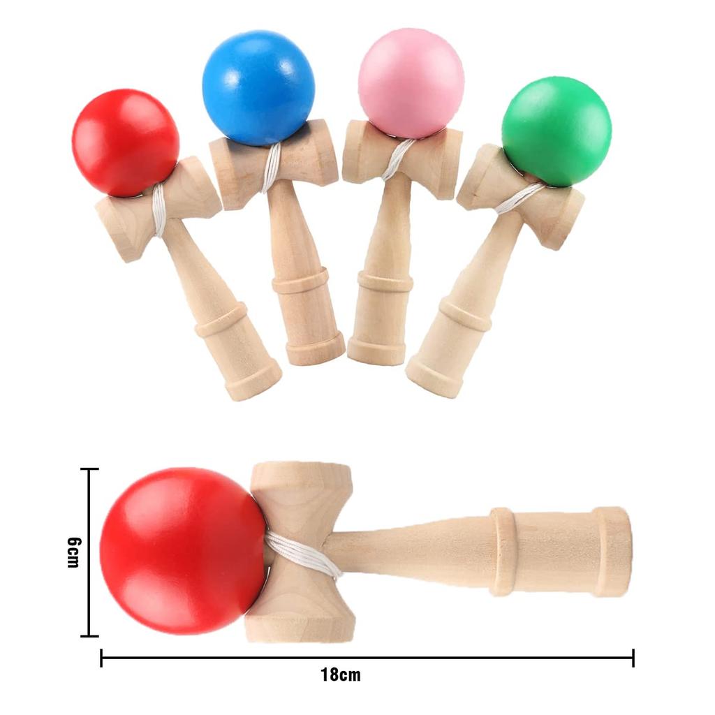 Heculos Kendama Set of 4 Wooden Kendama for Kendama and Competition (Red, Blue, Pink, Green) Classes, Practice,