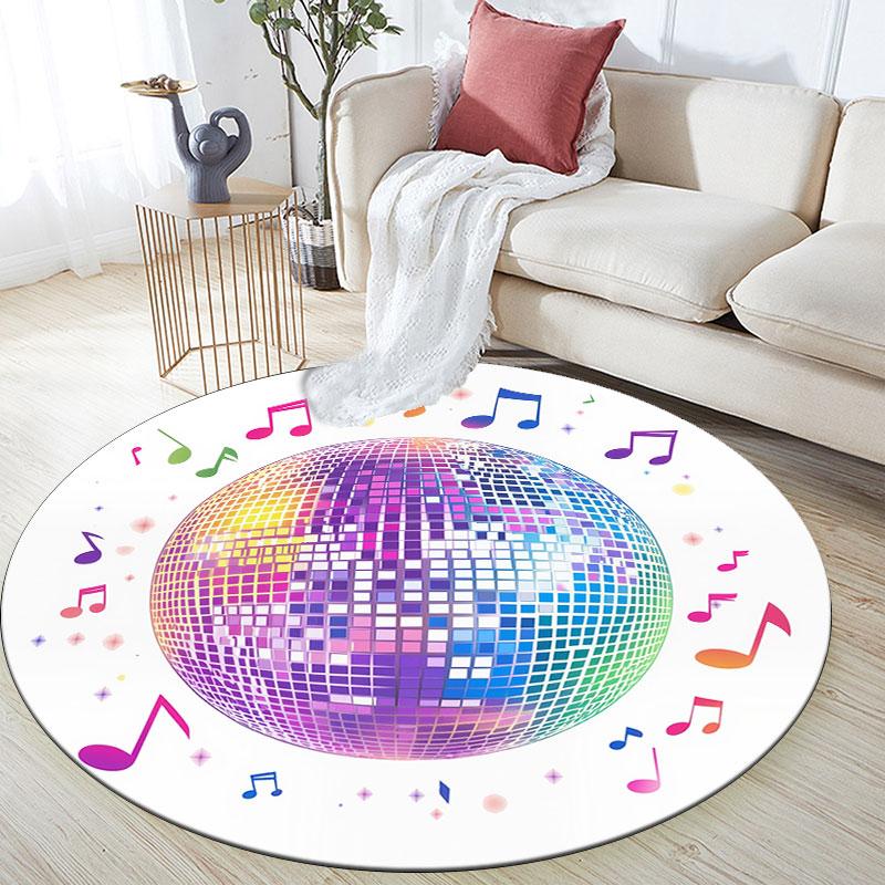 Runder Teppich mit Notenmuster, Teppich für Wohnzimmer, Schlafzimmer, Spielzimmer, Rutschfeste Bodenmatte, Feiertagsgeschenke und Geburtstagsgeschenke.