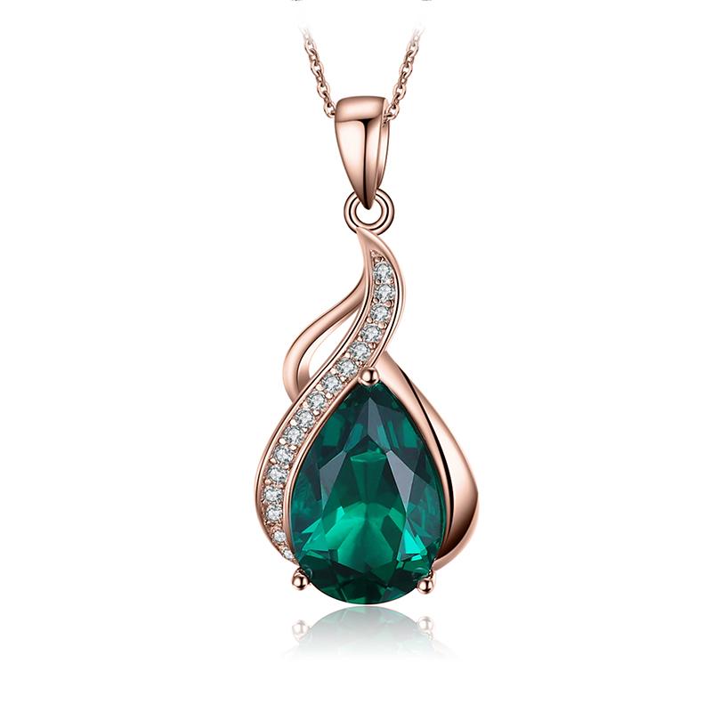JewelryPalace 2.7ct Simulated Nano Emerald 925 Sterling Silver Pendant Necklace for Woman No Chain