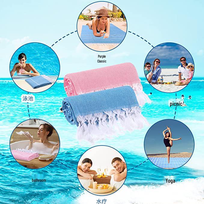 Extra-Large Sand-Free Turkish Beach Towel for Travel, Pool, and Bath