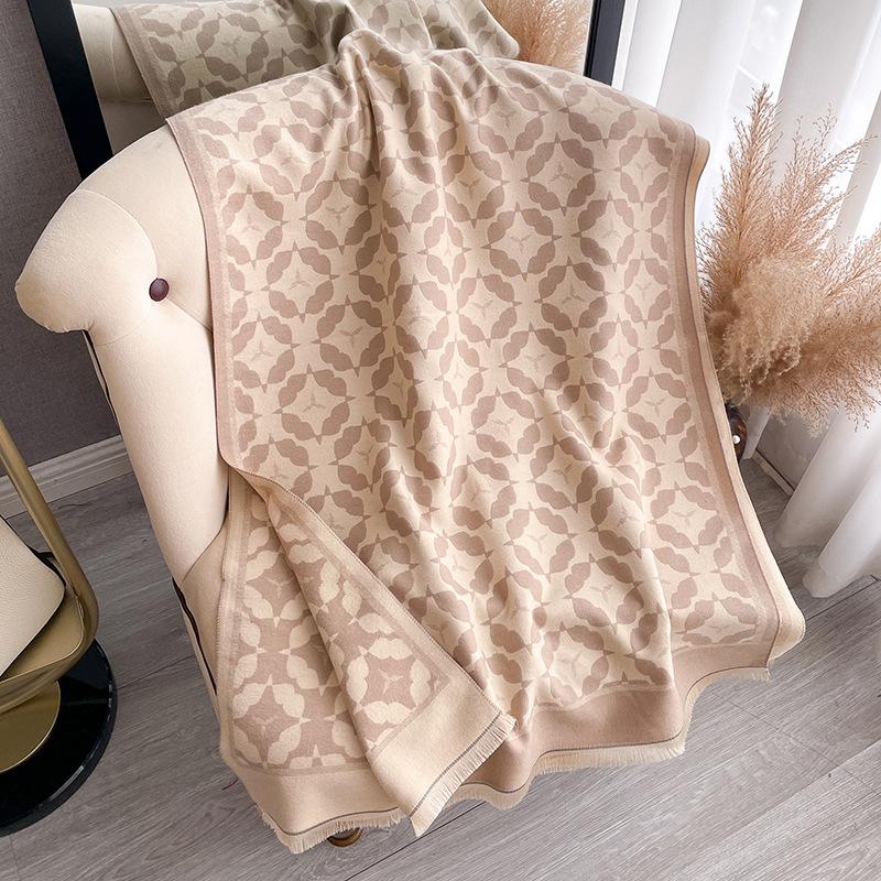 Travel imitation cashmere scarf women's winter high-end double-sided dual-purpose large shawl versatile thickened warm scarf tide