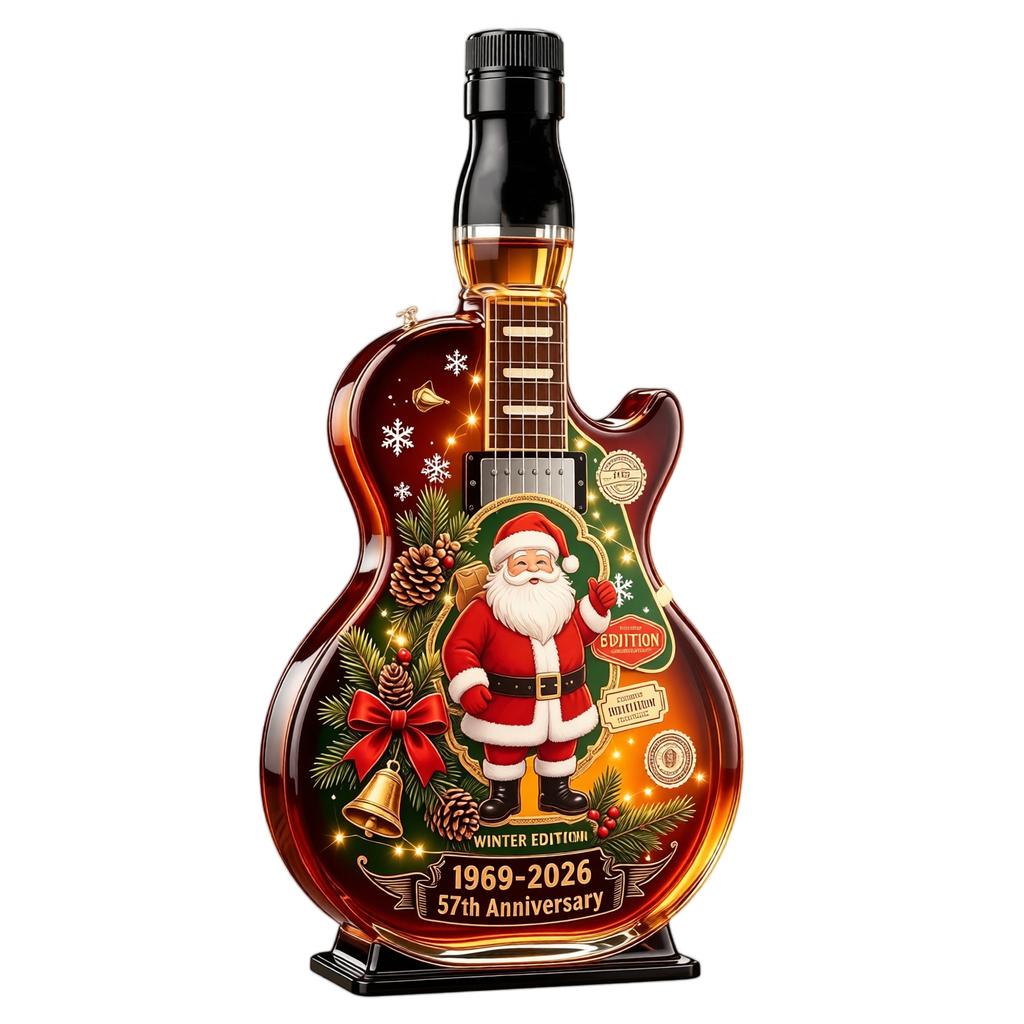Guitar Shaped Glass Wine - Christmas Holiday Decorative Bottle for Home Bar