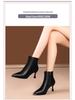 Black Pointed Toe Stiletto Ankle Boots - Stylish & Comfortable Women's Heels for Autumn/Winter