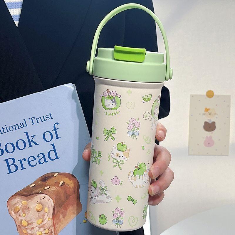 Salt Cat Creators 600ml Insulated Travel Mug With Handle And Straw For Office And Outdoor Use