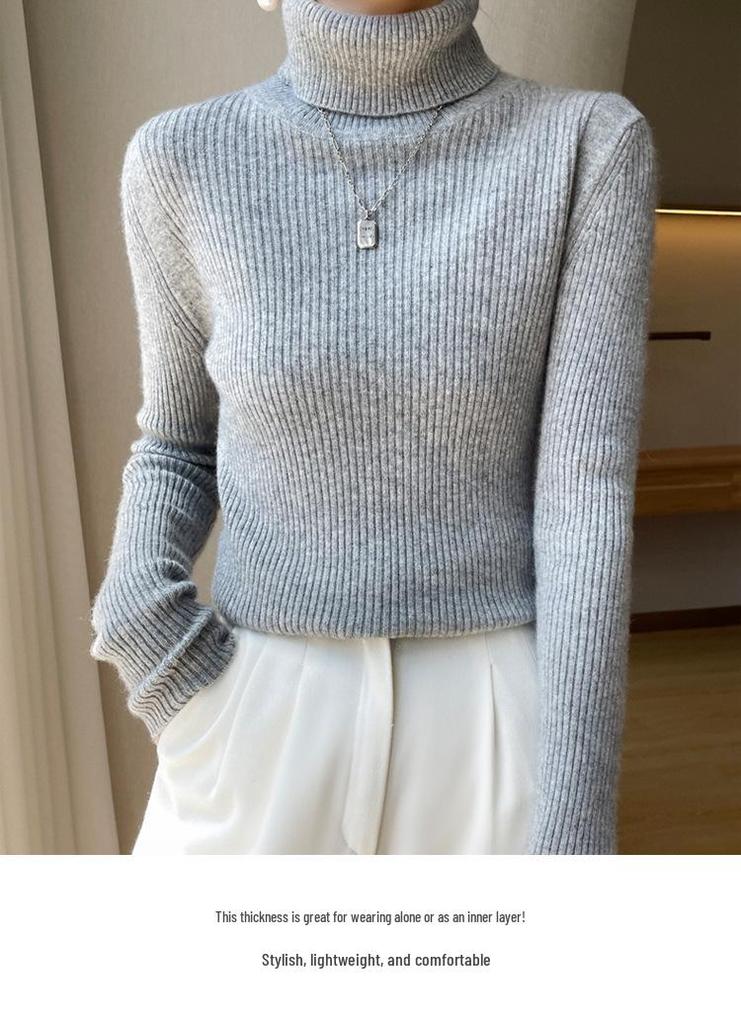Women's Slim Fit Cashmere Blend High Neck Sweater - Autumn Winter 2024 Collection