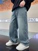 Children's Trendy Korean-Style Jeans - Casual Spring/Autumn Sporty Straight-Leg Pants for Teens