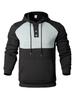 New Casual Men's Hooded Sweatshirt Contrasting Color Splicing Plus Velvet Pullover Handsome Top