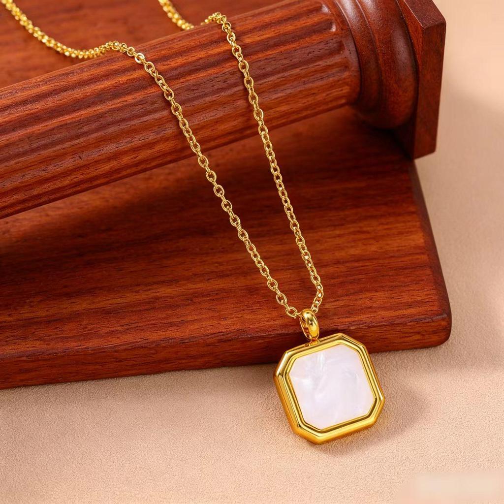 Unisex Stainless Steel Tiger Eye & Lapis Lazuli Square Pendant Necklace
