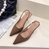 2025 spring new empty bag head sandals women's high heels green large size women's shoes pointed thin heel medium heel single shoes