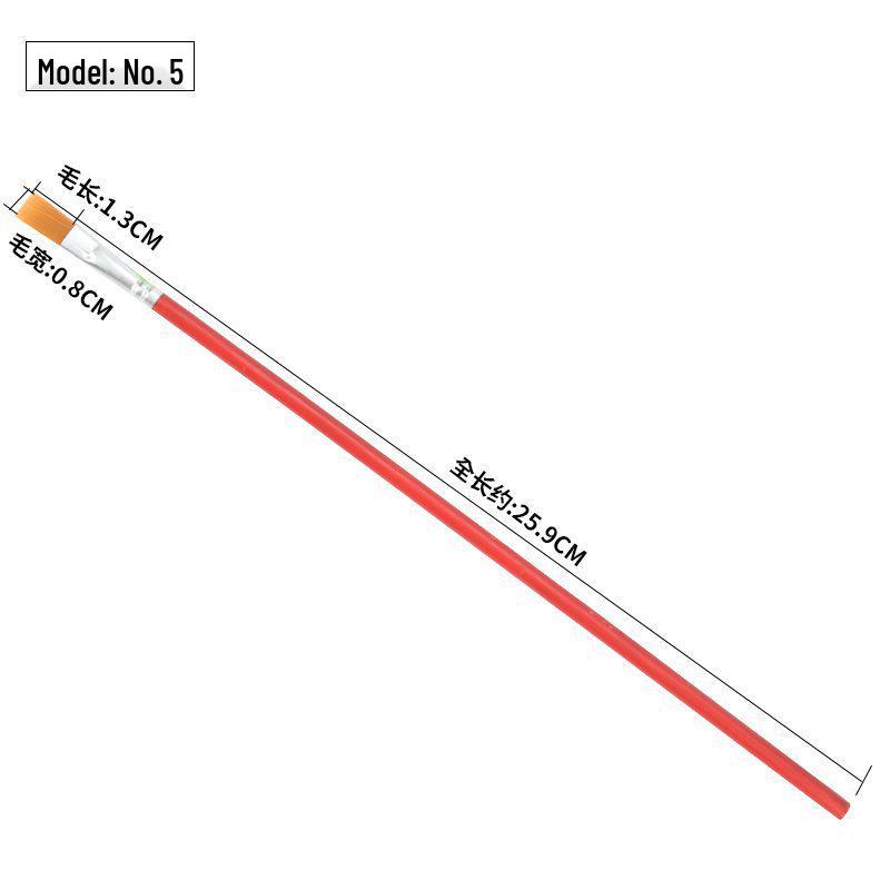 Red Handle Nylon Flat Brush Set for Oil, Acrylic, Watercolor & Gouache