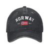 Norwegen Est Norwegische Flagge Baseballkappe Vintage Used Denim Sonnenkappe für Unisex Damen Verstellbare Hüte Kappe
