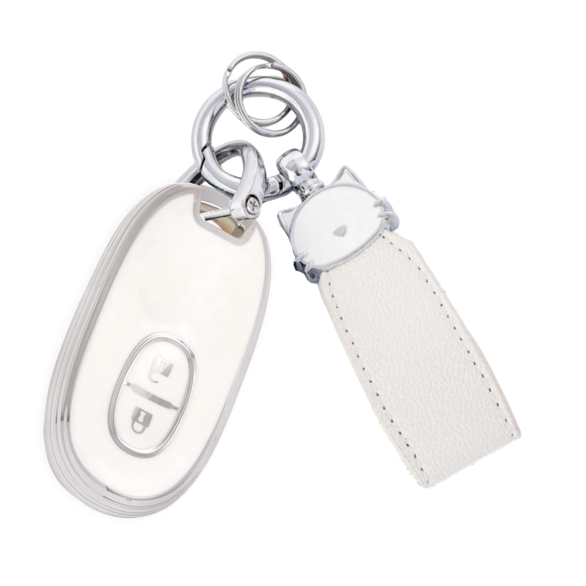 

ZANEKO Чехол для ключа Alto, совместимый с ключом Suzuki Wagon R, ключом Nissan Roox Smart, ключом Wagon R и MR Wagon, кошачий, серебристо-белый, чехол, кейс, Stingray, держатель,