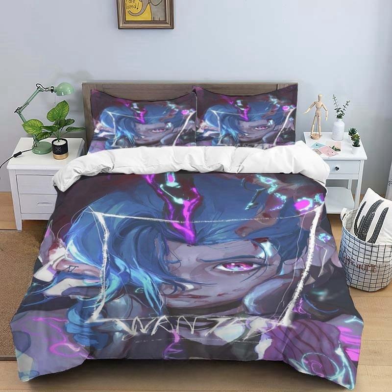 Cartoon Game Jinx Arcane_ League of Legends Bedding Set King Twin Double Child 3 Piece Mircofiber or Polyester Duvet Cover Sets