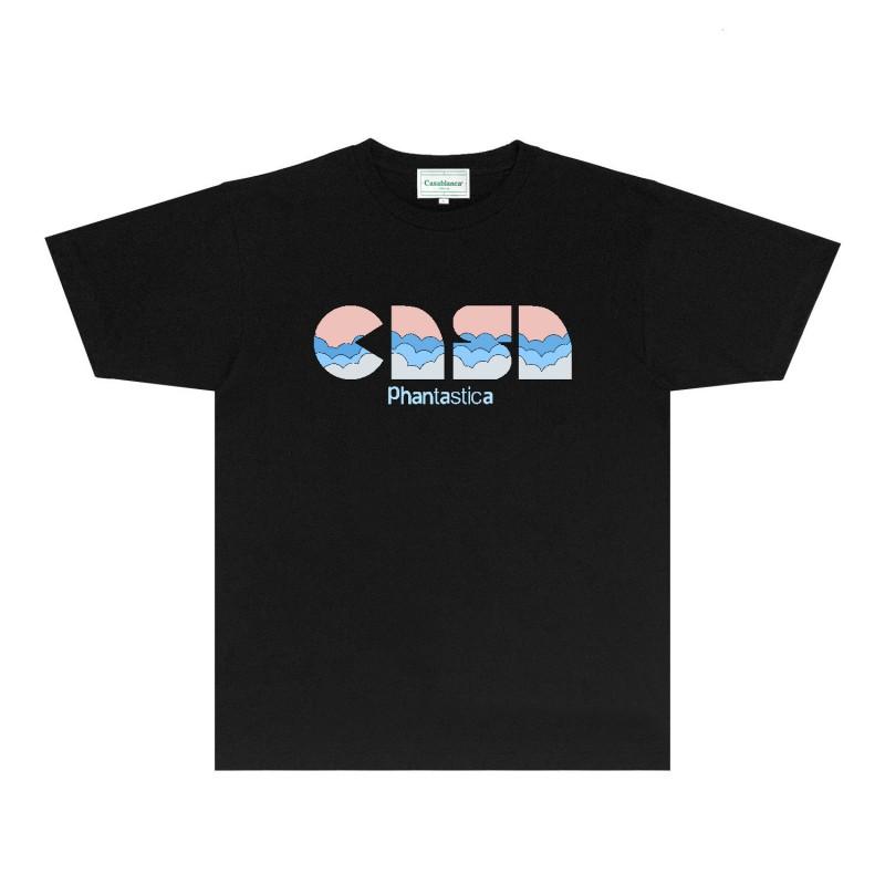 CASA Casablanca Short Sleeve T Shirt Couples Star Castle Letter Print Casual Loose Fit
