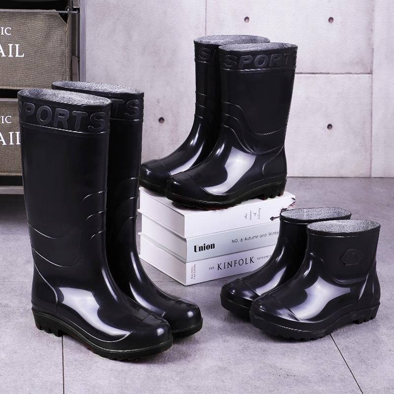 Wear-resistant beef tendon sole rain shoes men's anti-skid high rain boots with cotton to keep warm