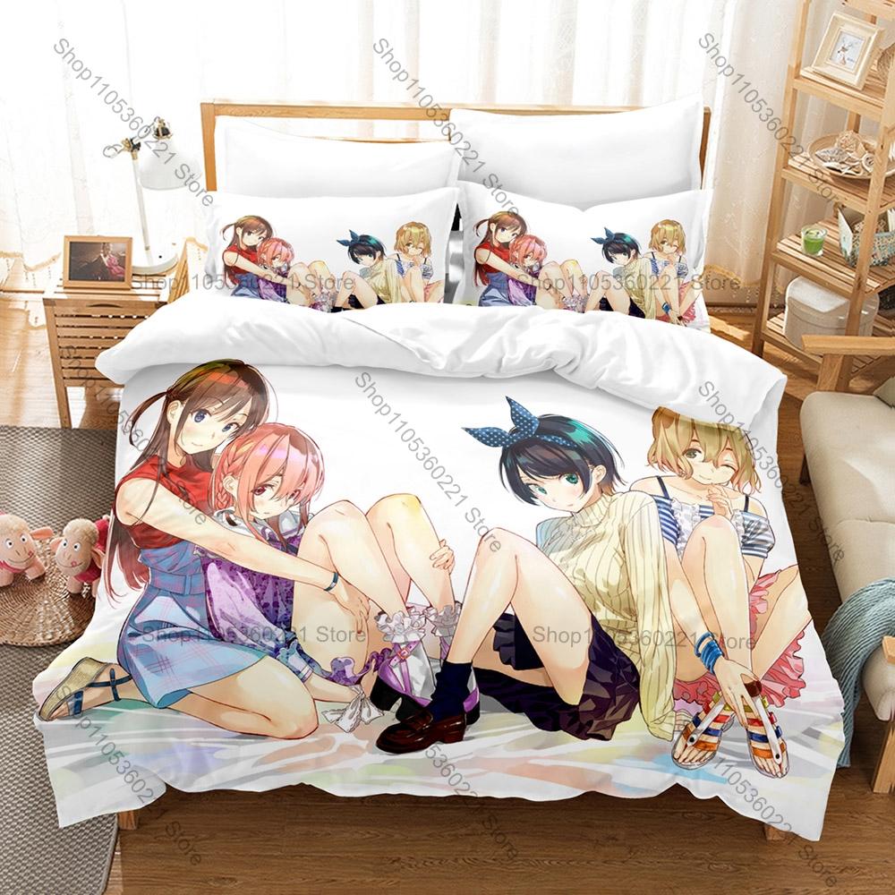 Rent-A-Girlfriend Chizuru Duvet Cover Set 1 Quilt Cover + 2 Pillowcases Soft Microfiber Rom-Com Anime Bed Linen
