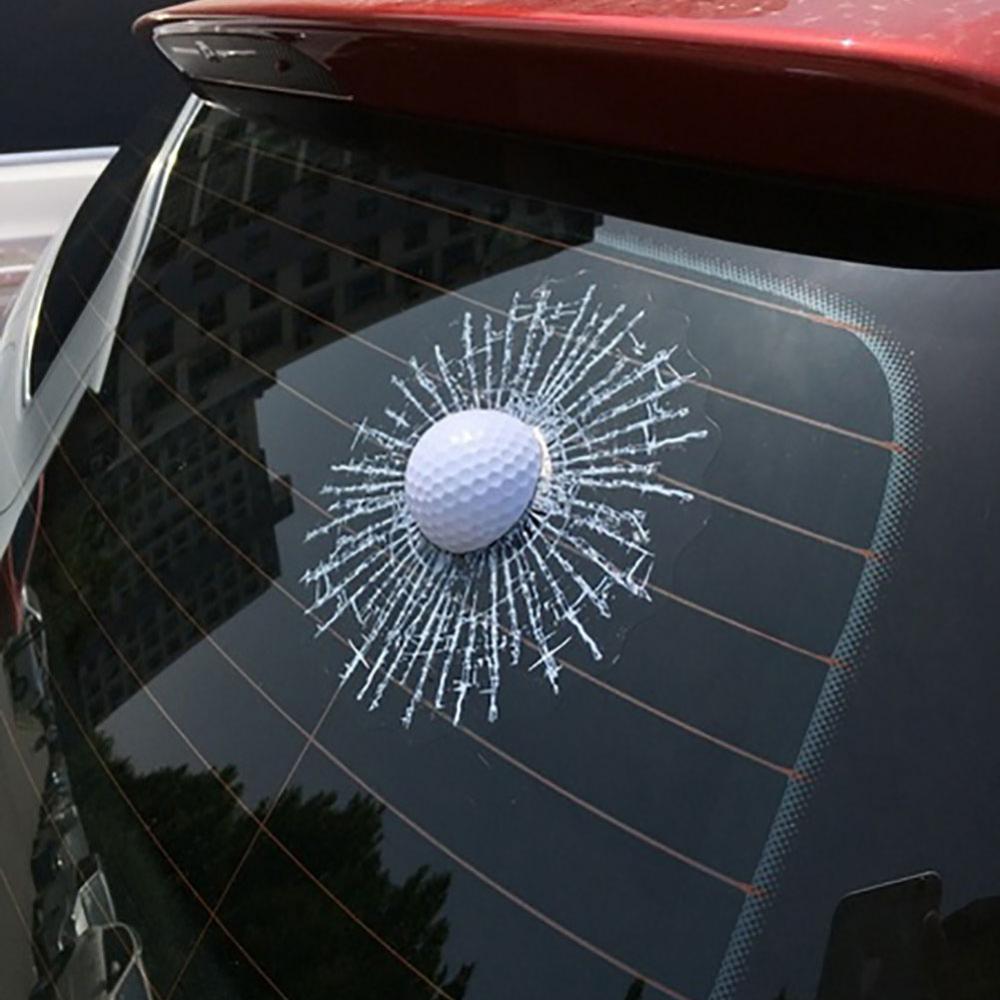 Lustige 3D Golf Ball Hit Fenster Riss Auto Windschutzscheibe Aufkleber Aufkleber Dekoration Auto Zubehör