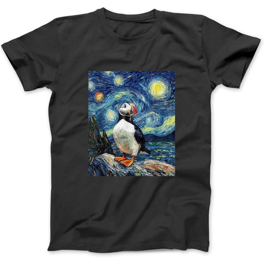 Тупик Морская птица - В стиле Ван Гога - Звездная ночь Футболка, Свитшот, Худи для Мужчин Женщин Детей Сделано в Канаде Черный XXXXXL чёрный