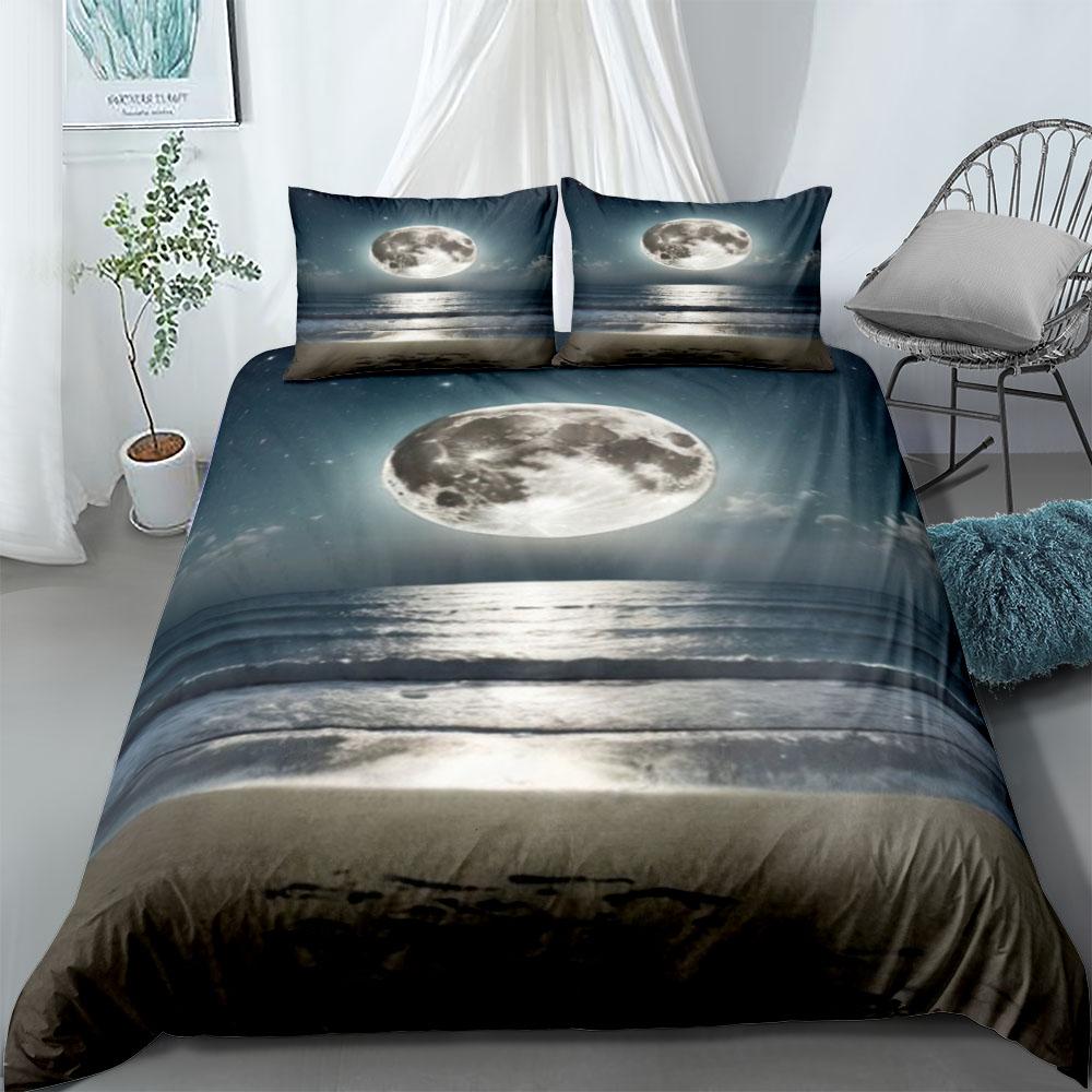 Moon Boat Duvet Cover Set Uk Single Double Queen Us Twin Full King Size Pkm Bed Linen Set
