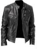 Men's leather jacket stand-up collar trend autumn new leather jacket handsome locomotive clothes youth large size coat men