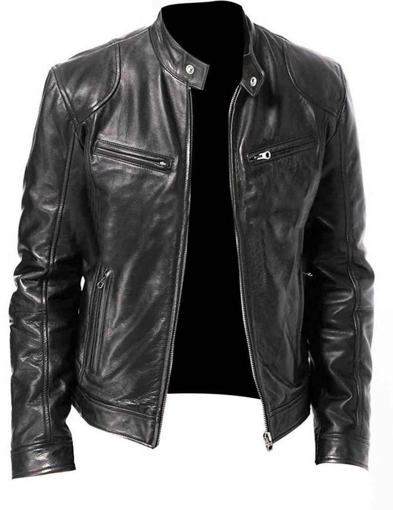 Men's leather jacket stand-up collar trend autumn new leather jacket handsome locomotive clothes youth large size coat men