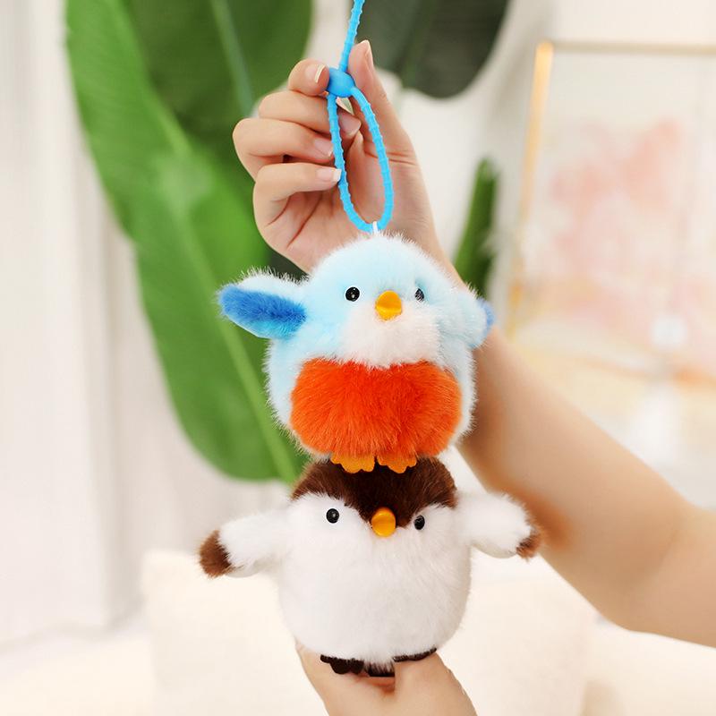 Charming Sparrow Bird Plush Pendant Keychain for Girls' Bags Ornaments