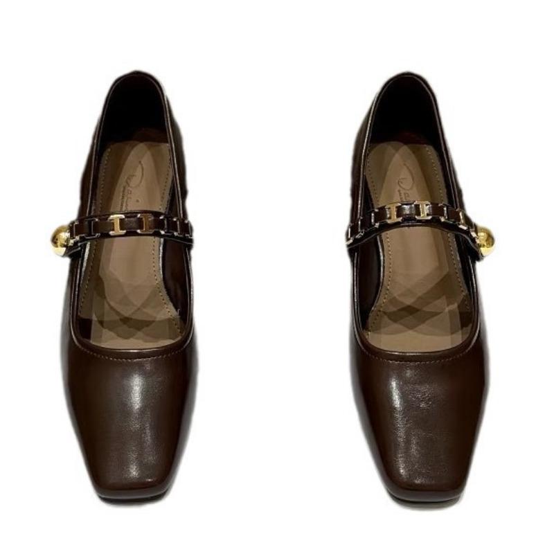 Modische Damen Filz Mary Janes Schuhe Eckige Zehenpartie Ballerinas für Damen Slipper Neue Mode Schnallenriemen Damenschuhe 2025 Frühling Herbst