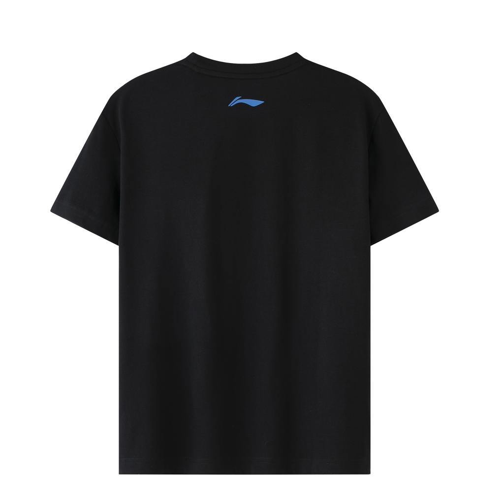 Li-Ning Ping Pong Series Pattern Print Round Neck T-Shirt Unisex Tops Black ATST031-3